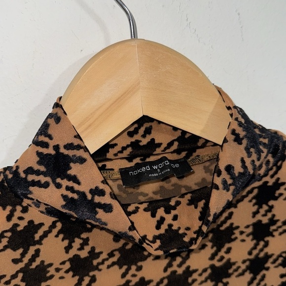 Naked Wardrobe cropped top Houndstooth Long Sleeve Stretch small - Picture 3 of 4